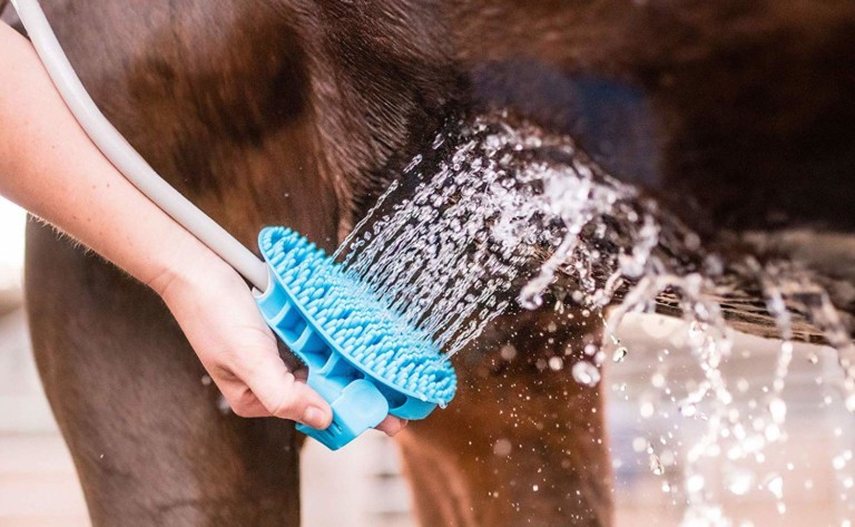 Aquapaw Wearable Pet Bathing Tool makes it easy to give your dog or horse a bath